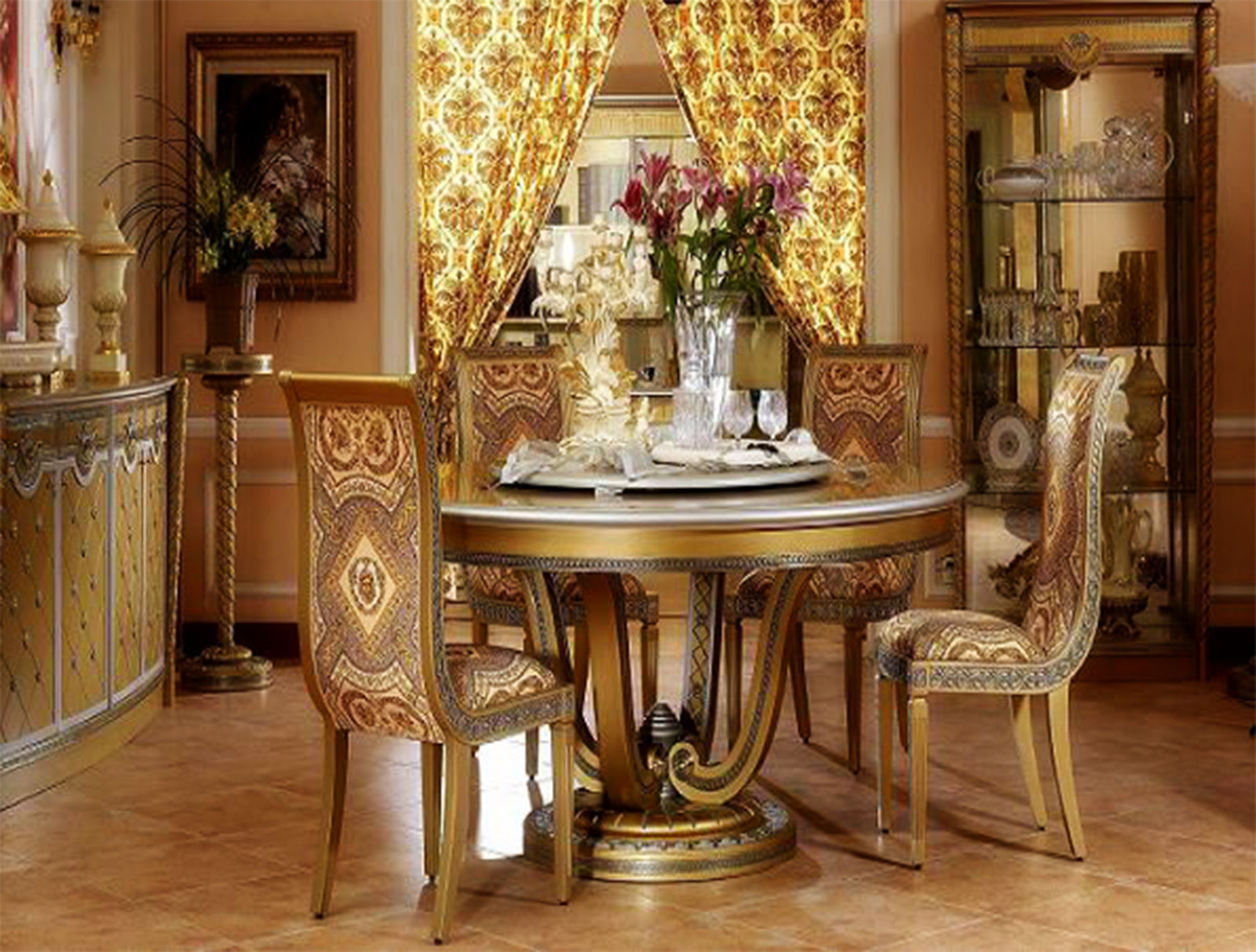 gold plated dining room set