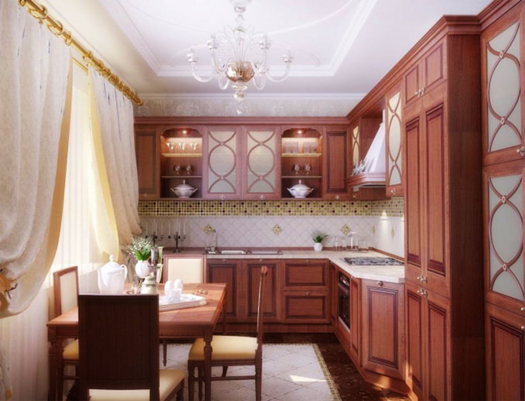 Beautiful Cabinets Kitchen With Dining Table in Table