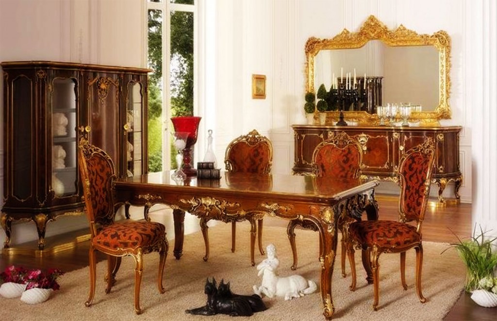 Brocade Chairs And Ornate Table in Table