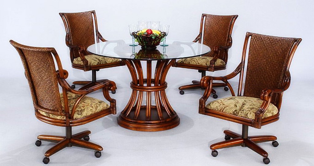 Cane Base Table And Castor Wheel Chairs in Table