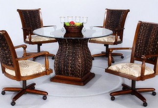 1600x847px Dining Table Chair With Woven Bamboo Pattern Picture in Table