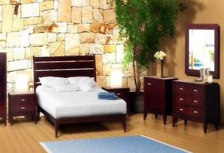 1600x1140px Elegant Looking Bed Against Stone Wall Picture in Bedroom