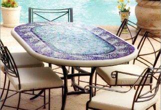 1600x1603px Oval Looking Table With An Elegant Mosaic Top Picture in Table