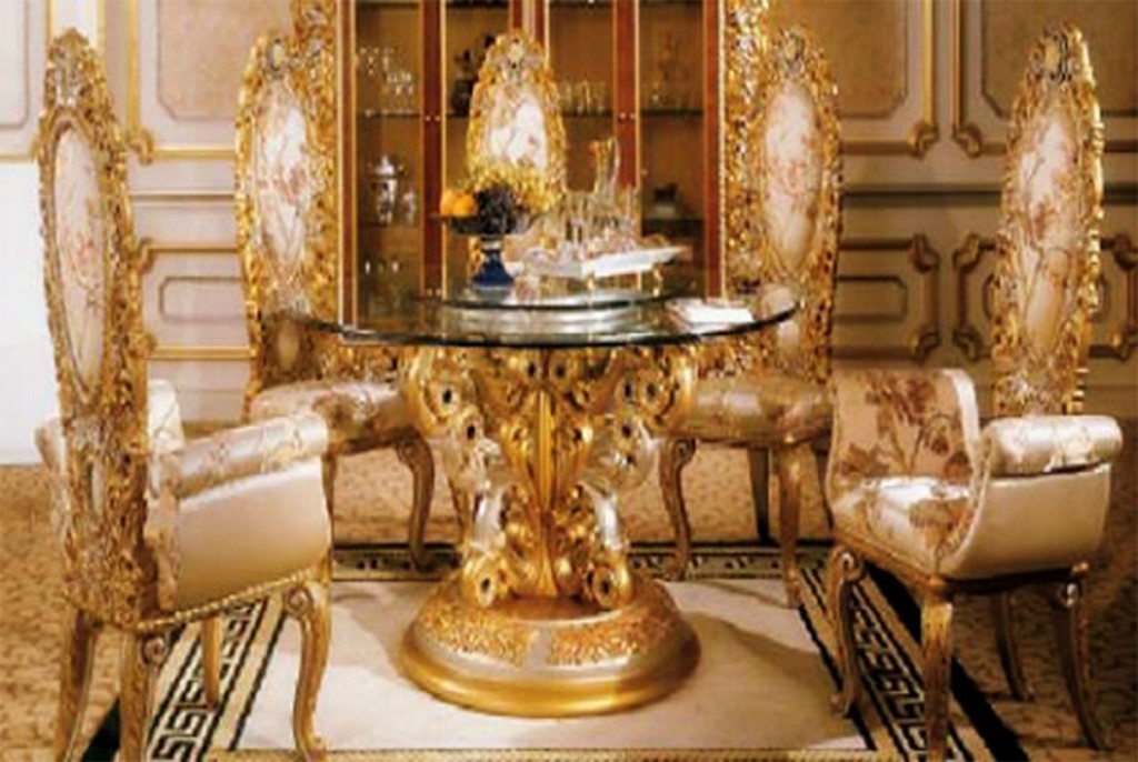 Round Ornamental Glass Topped Table in Table