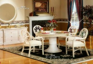 1600x1141px Round Pedestal Table Chairs And Console All In White Picture in Table