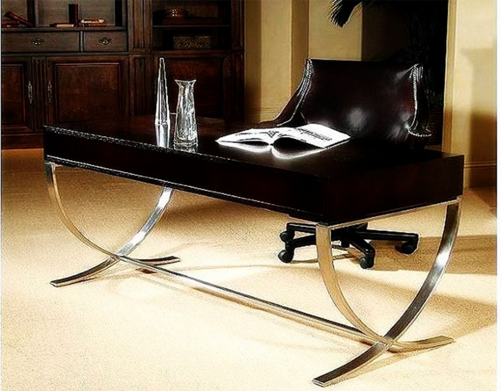 Smart Metal Base Black Top Office Table in Table
