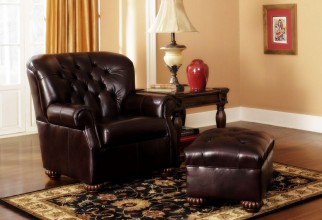 1600x1200px A Leather Ottoman With Crafted Legs Picture in Furniture Idea