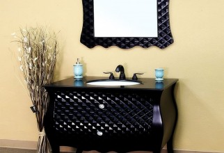 1600x1605px Carved Cabinet Vanity In Black Picture in Living Room
