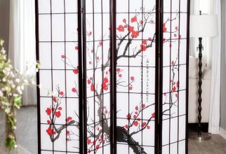 1600x1585px Delicate Japanese Cherry Blossom Screen Picture in Furniture Idea