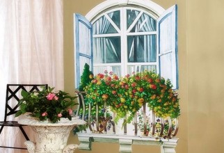 1600x1254px Mural Like Decal With Window With Flowers Picture in Furniture Idea
