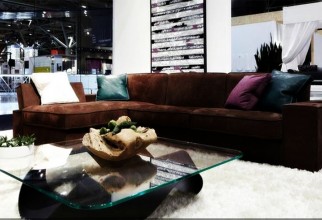 1600x943px Suede Brown Sectional And White Rug Picture in Furniture Idea