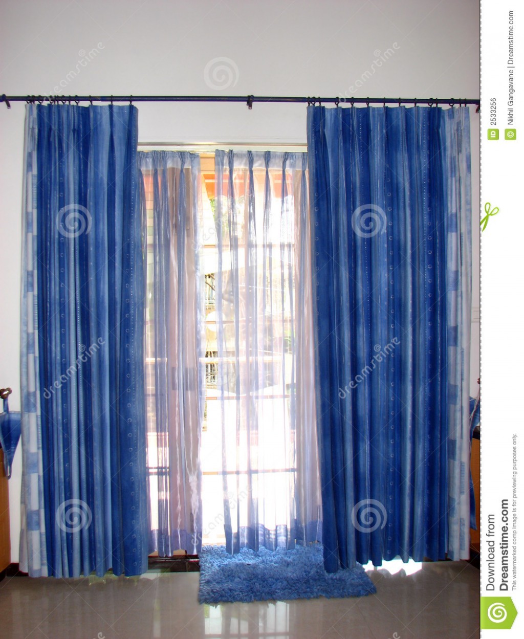 Blue And Green Curtains in Curtain