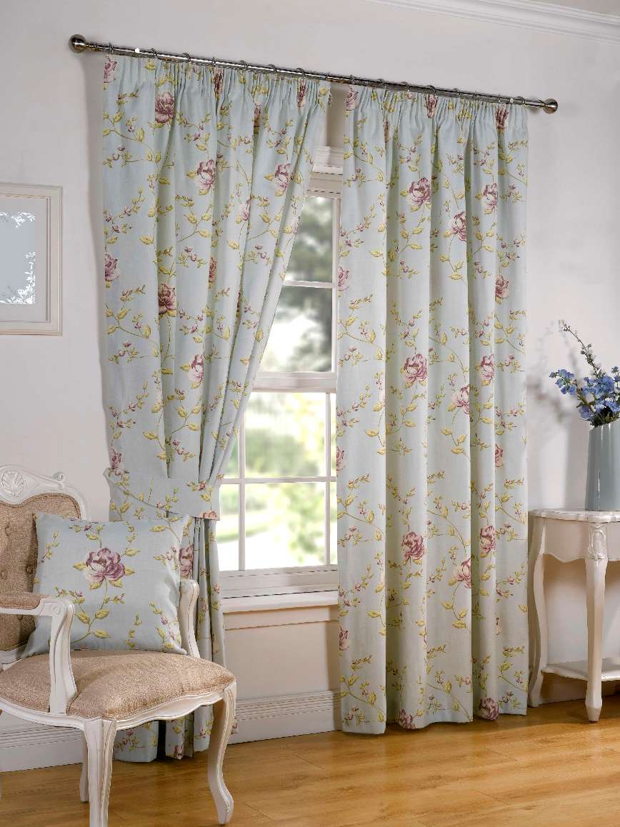 Blue Patterned Curtains in Curtain