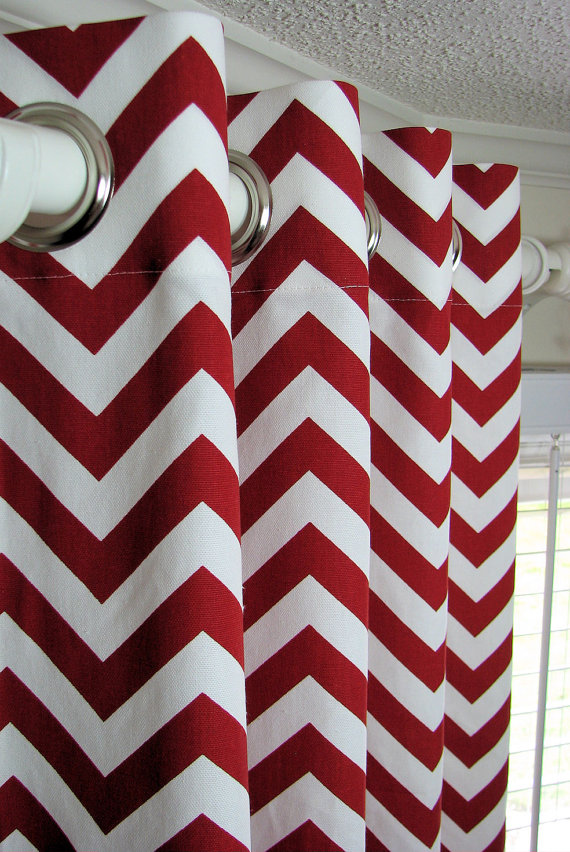 Red Chevron Curtains in Curtain
