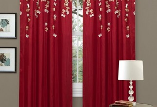 736x883px Red Curtain Panels Picture in Curtain