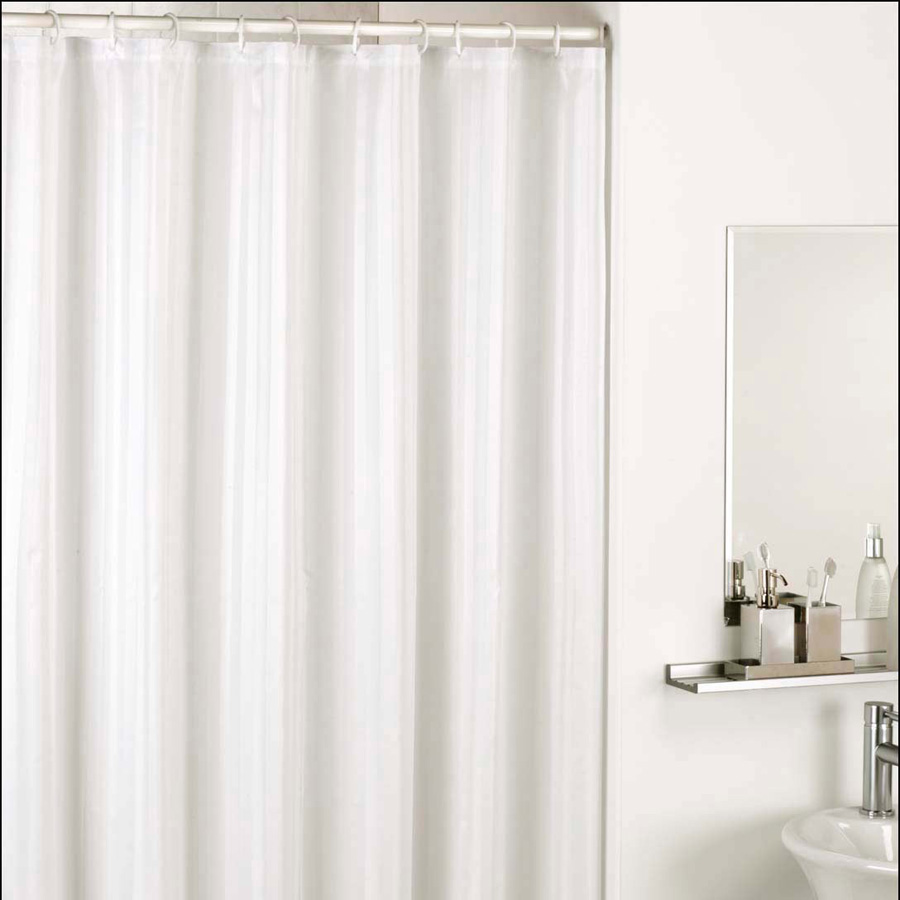 White Fabric Shower Curtain in Curtain