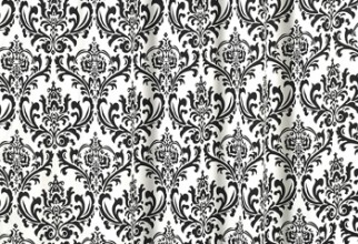 350x550px Black And White Damask Curtains Picture in Curtain