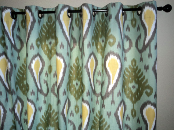 Blue Ikat Curtains in Curtain
