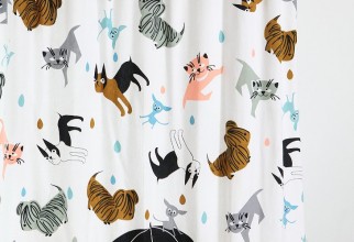 730x1095px Cat Shower Curtain Picture in Curtain