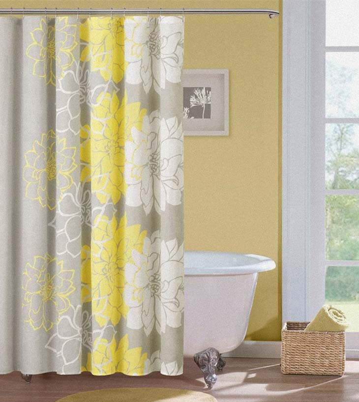 Grey And Yellow Shower Curtain in Curtain