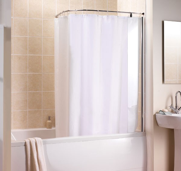 Shower Curtain Rod Curved in Curtain