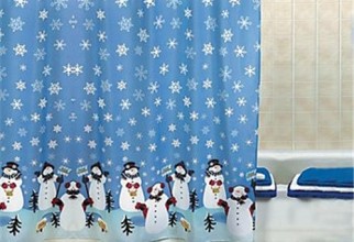 500x500px Snowman Shower Curtain Picture in Curtain
