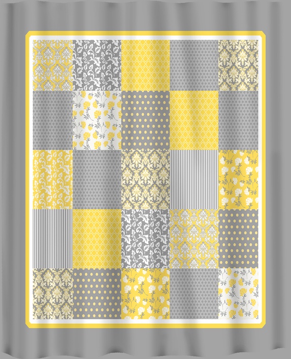 Yellow And Gray Curtains in Curtain
