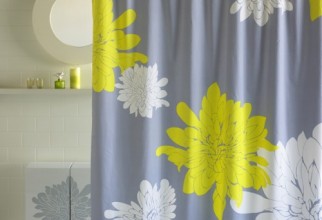 500x500px Yellow And Gray Shower Curtain Picture in Curtain
