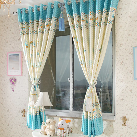 Blue And Yellow Curtains in Curtain