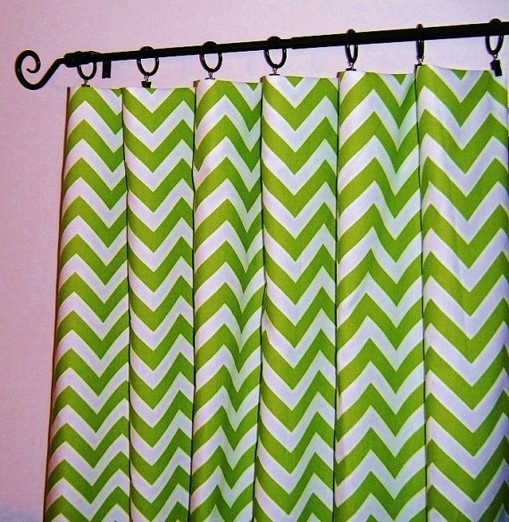 Green Chevron Curtains in Curtain