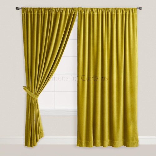 Green Velvet Curtains in Curtain