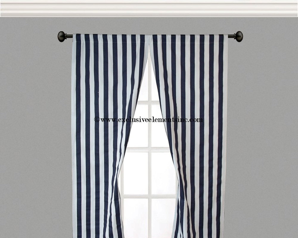 Navy Striped Curtains in Curtain