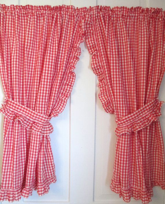 Red Gingham Curtains in Curtain