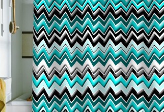 736x736px Turquoise Chevron Curtains Picture in Curtain