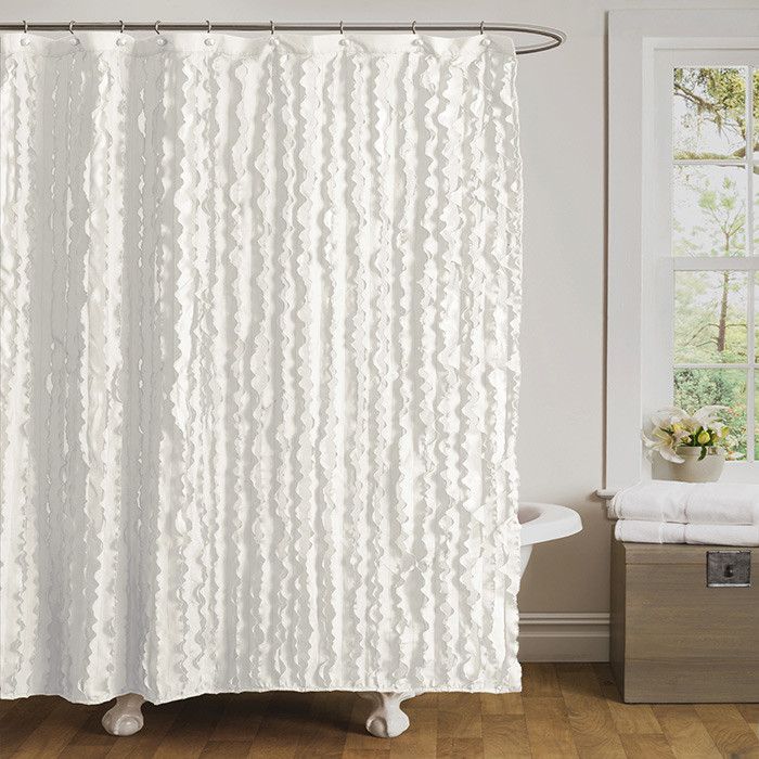 White Ruffled Shower Curtain in Curtain