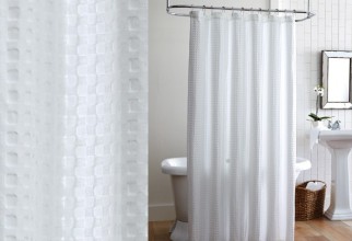 590x445px White Waffle Shower Curtain Picture in Curtain