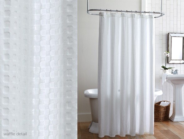 White Waffle Shower Curtain in Curtain