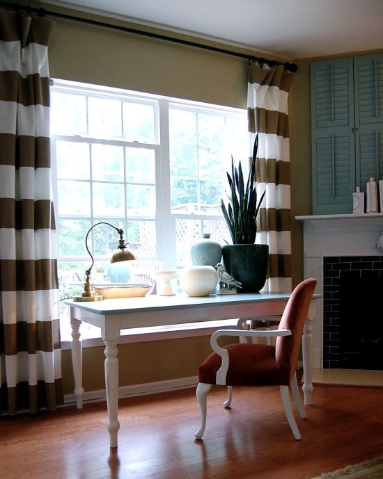 Black And Cream Striped Curtains in Curtain
