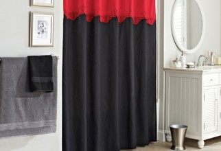 500x500px Black And Red Shower Curtain Picture in Curtain