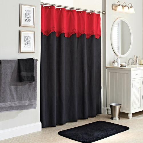 Black And Red Shower Curtain in Curtain