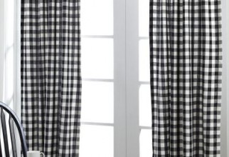 400x600px Black And White Checkered Curtains Picture in Curtain