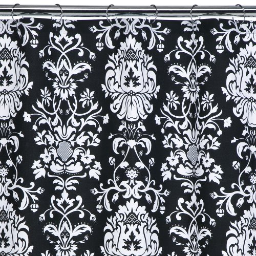 Black And White Damask Shower Curtain in Curtain