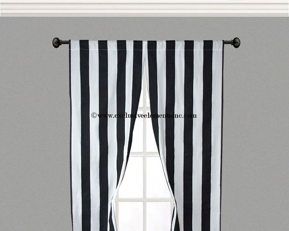 Black And White Striped Curtain Panels in Curtain