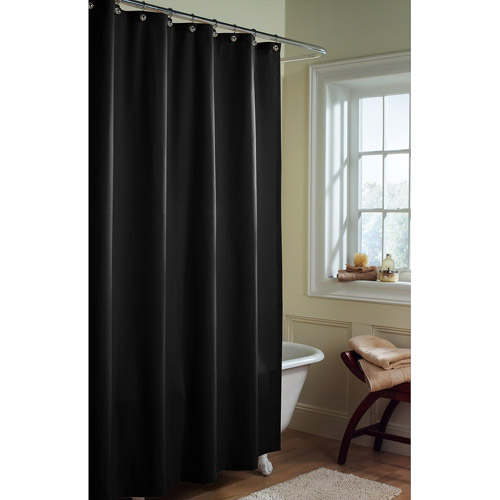 Black Fabric Shower Curtain in Curtain
