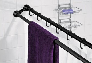 550x550px Black Shower Curtain Rod Picture in Curtain