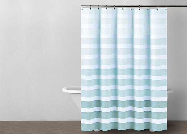 Blue And White Striped Shower Curtain in Curtain