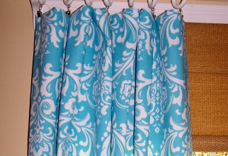 1275x1292px Blue Damask Curtains Picture in Curtain
