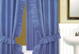 394x500px Blue Ruffle Shower Curtain Picture in Curtain