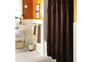 500x500px Brown And White Shower Curtain Picture in Curtain