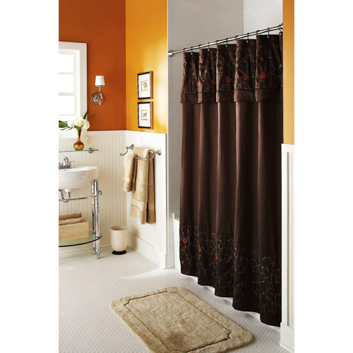 Brown And White Shower Curtain in Curtain